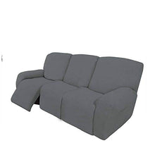 HUANXA 1 2 3 Posto A Sedere Poltrona Salvadivano, 8pezzi Elastico Copridivano per Poltrona Relax Anti Scivolare Spandex Divano Telo Protezione Copridivano con Fondo Elastico-Grigio-3 Posti(8pezzi)