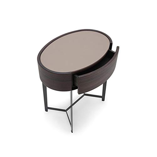 LIUSHI Tavolo da Comodino Ovale Tavolo Comodino Moderno Stand Notturno Stand Scaffale con cassettiera Nascosta Tavolino da caffè Piccolo per Soggiorno, Camera da Letto, Ufficio