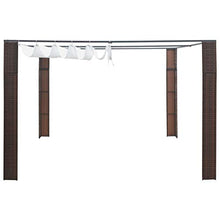 Tidyard Gazebo con Tetto in Polyrattan,Tende per Eventi e Tendoni 300x300x200cm Marrone e Crema
