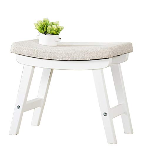 Mobili per la casa e Giardino Sgabello Imbottito con poggiapiedi/Sgabello Sgabello Imbottito Rivestimento concava con Sedile Sgabello con Rivestimento Rimovibile in Lino Bianco Ottomani da Cucina