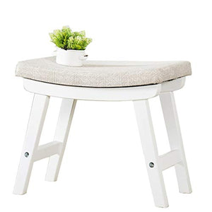 Mobili per la casa e Giardino Sgabello Imbottito con poggiapiedi/Sgabello Sgabello Imbottito Rivestimento concava con Sedile Sgabello con Rivestimento Rimovibile in Lino Bianco Ottomani da Cucina