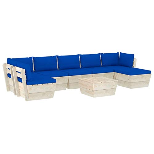 FAMIROSA Set Divani da Giardino su Pallet 8 pz con Cuscini Legno Abete-3622