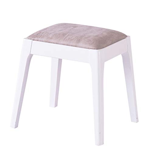 Mobili per la casa e Giardino Sgabello Imbottito con poggiapiedi in Legno di Rovere con Rivestimento in PU Comodo Cuscino Sgabello per Soggiorno/Camera da Letto-Bianco Ottomani da Cucina