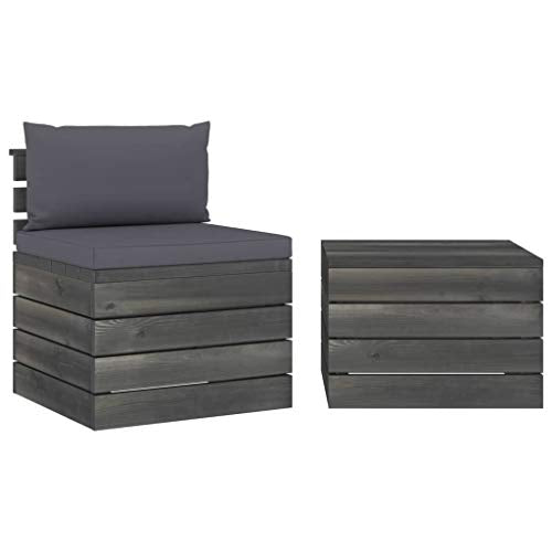 FAMIROSA Set Divani da Giardino su Pallet 2 pz con Cuscini Massello Pino-1659