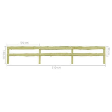 vidaXL 2x Legno di Pino Impregnato FSC Pannelli di Recinzione a 2 Sbarre Immarcescibile con Montanti Recinto Giardino Palizzata 510x90 cm