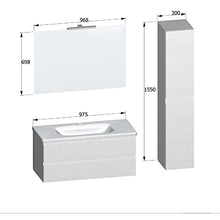 bonussi Mobile Bagno Sospeso 100 cm Lavabo Specchio e Pensile Mendel Grigio