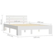 BIGTO - Struttura per letto in legno di pino massiccio, per camera da letto, stile C, colore: bianco, 140 x 200 cm