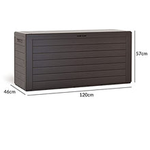 Deuba Baule da Giardino Effetto Legno 120 x 46 x 57 cm Box Contenitore XXL Idrorepellente con Coperchio