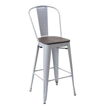 Sgabello con Schienale bistrot Design Industriale HWC-A73 Legno Metallo Verniciato Grigio