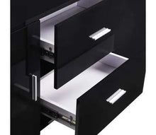 GOTOTOP Credenza Nera 160 x 40 x 70 cm Credenza Cucina Legno con 2 Cassetti e 2 Scomparti Portaoggetti,MDF lucido + gambe in legno