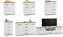 Stella Trading Comò 1 in Bianco con ripiano Superiore in Rovere Artisan, Materiale a Base di Legno, Gomera Kommode 1