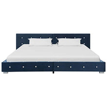 vidaXL Letto con Materasso Imbottito Trapuntato Classico Elegante Giroletto in Velluto 180x200 cm Telaio Ferro Verniciato e MDF Gambe Acciaio Blu