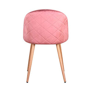 BenyLed Set di 6 Sedie Imbottite per Sala da Pranzo, con Schienale in Morbido Velluto e Gambe Regolabili in Metallo, Colore: Rosa