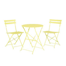Beliani Set da Esterno 3 Pezzi Tavolino 2 Sedile Pieghevoli Metallo Verde Limone Fiori