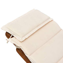 Outsunny Lettino Prendisole Richiudibile, Sdraio da Giardino in Legno Pieghevole con Materassino Bianco Crema 191x54x60.5cm