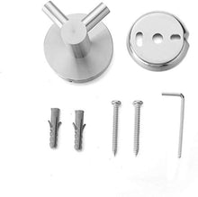 Ganci Appendiabiti da Parete, Gancio Portasciugamani, Porta Accappatoio, Montaggio a vite + Autoadesivo, con Viti Tasselli, Finitura Spazzolata, per Bagno, Cucina