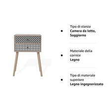 Rebecca Mobili Comodino 2 Cassetti Stile Scandinavo Legno Marrone Chiaro Grigio Arredamento Camera Salotto - 69 x 45 x 30 (H x L x P) - Art. RE6118