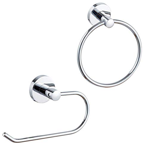 BESTonZON 2 Pezzi Portasciugamani da Bagno in Acciaio Inox Anello Portasciugamani Appeso Portasciugamani Accessori per Il Bagno Supporto da Parete in Stile Quadrato Hotel Moderno