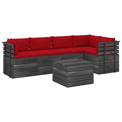 vidaXL Set Divani da Giardino su Pallet 6 pz con Cuscini Massello Pino