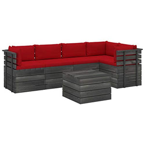 vidaXL Set Divani da Giardino su Pallet 6 pz con Cuscini Massello Pino
