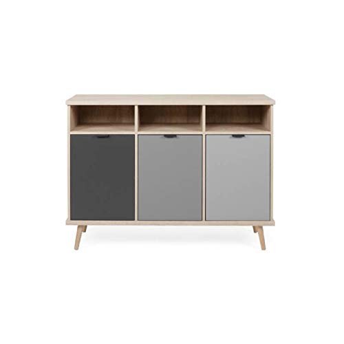 EPIK - Mobiletto in quercia e grigio | Comò 120 x 88 cm con piedini in rovere massiccio