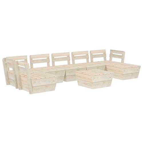 Tidyard 9 pz Set Divani Pallet Angolari Modulari da Giardino Esterno 8 Posti con Penisola in Legno di Abete Impregnato,Divano Angoalre,Divani da Esterno,Set Divani Modulari da Giardino Esterno Legno