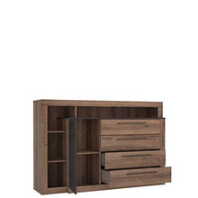 Meubletmoi - Cassettiera con 4 cassetti, 1 anta, decorazione in rovere nero e marrone, design contemporaneo, chic, collezione Riviera