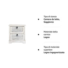 Rebecca Mobili Comodino Montato Bianco, cassettiera 2 cassetti, Legno Paulownia, Vintage Shabby Chic, da Camera Ingresso Bagno - Misure: 45 x 42 x 29 cm (HxLxP) - Art. RE4571