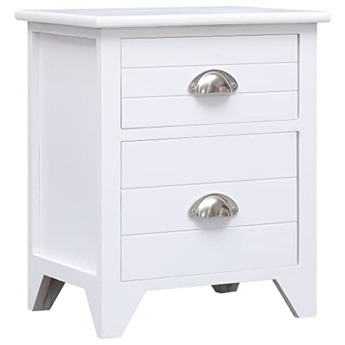 vidaXL Comodino Stile Tradizionale Rustico Semplice Solido Resistente con Cassetti Stand Tavolino Notte Tavolinetto Bianco Comò Legno di Paulonia