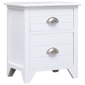 vidaXL Comodino Stile Tradizionale Rustico Semplice Solido Resistente con Cassetti Stand Tavolino Notte Tavolinetto Bianco Comò Legno di Paulonia