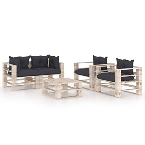 SKM Set Divani da Giardino Pallet 5 pz con Cuscini in Legno di Pino (126.54kg) -6340