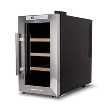 IKOHS WINECOOLER WOOD S – Cantinetta vino con 8 bottiglie, 23 l, 60 W, luce LED, display digitale, 3 ripiani, doppio isolamento, zone di temperatura da 8-18 gradi