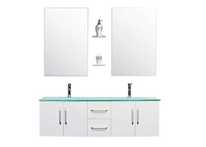 Grafica ma.ro srl Mobile Bagno ARREDOBAGNO Completo RUBINETTI Inclusi White Ice 150 CM Doppio LAVABO