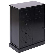 SKM Credenza con 10 Cassetti Nera 113x30x79 cm in Legno