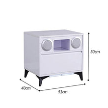 HBING Comodino Laterale Intelligente, Comodino in Legno per Camera da Letto con Altoparlante multimediale Bluetooth, Ricarica Wireless e Luce Notturna con sensore Intelligente