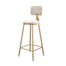 YS Sedia Sgabello da Bar Sedile Bar, per il Tempo Libero Arte Moderna in Ferro Schienale Floccato Cucina Nordica Rustica Cucina da Pranzo con Poggiapiedi,Bianca,65 cm