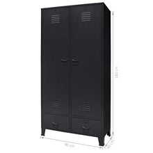 vidaXL Armadio in Metallo Stile Industriale 90x40x180cm Nero Schedario Ufficio