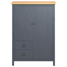 Ausla Armadio guardaroba con 2 ante e 2 cassetti, 99 x 45 x 137 cm, in legno di pino, armadio per camera da letto, grigio e marrone miele