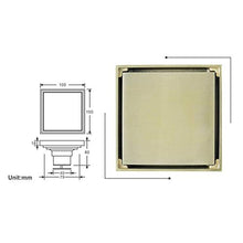Nosterappou Bagno Cucina Bagno Scarico a Pavimento in Oro Spazzolato Scarico Pavimento Deodorante Quadrato, Grande Design di drenaggio per Mantenere Asciutto al Coperto - Facile da Mantenere