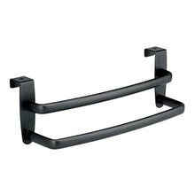 mDesign Appendino ideale come porta asciugamani bagno – Doppia barra portasciugamani da appendere alle ante – Ottimo anche per le salviette della cucina – nero opaco