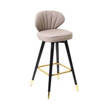 Sgabello da bar in PU materiale in legno massello sgabello alto sedia da bar sedia a casa schienale alto moderno (colore albicocca, dimensioni: 54 cm)