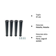 Cortassa - Set 4 Piedi per Rete a Doghe Gambe Letto Universali in Acciaio Resistente Con Gomma Anti Graffio e Anti Scivolo (31 cm)