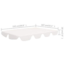 Tidyard Baldacchino di Ricambio per Dondolo Giardino Copertura di Ricambio Universale per Dondolo a 3 Posti 192x147 cm Rivestimento di Ricambio per tettuccio Parasole Colore Bianco