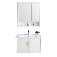 JenLn Bagno Lavabo Bacino Bagno Armadio in Legno massello Cabinet per armadietto per armadietto Specchio Combinazione Impermeabile e umidità Lavandino in Ceramica con Cabinet di medicinali