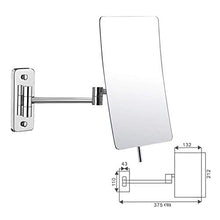 GEDHH 3X Ingrandito Monte Muro Specchio Ingranditore,Rettangolare Cromo Lucido Specchio Vanità,Girevole Estensibile Specchio Bagno Silver 14x22cm(6x9inch)
