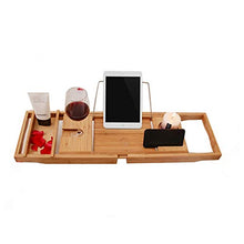 Vasca da Bagno Vassoio, Multi-Funzione Bagno in bambù da Bagno iPad Tablet Telefono Rack Cremagliera del Vino, Adatto per Home Hotel Bagno Rack, Retrattile 73-110 Cm