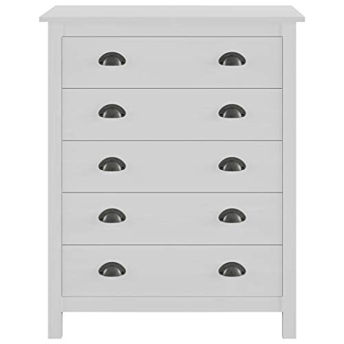 Ausla Credenza - Armadietto con 5 cassetti scorrevoli, per soggiorno, camera da letto, 79 x 40 x 96,5 cm, colore: Bianco