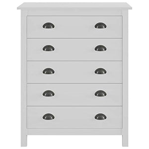 Ausla Credenza - Armadietto con 5 cassetti scorrevoli, per soggiorno, camera da letto, 79 x 40 x 96,5 cm, colore: Bianco