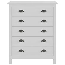 GOTOTOP Mobiletto con 5 cassetti, cassettiera Bianca in Legno di Pino Massiccio, per Soggiorno, Ingresso e Camera da Letto, 79 x 40 x 96,5 cm, Colore: Bianco