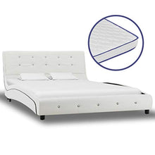 SKM Letto e Materasso MemoryFoam Bianco in Similpelle 120x200cm